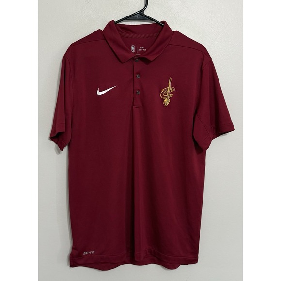 Nike Dri-Fit Mens Large Cleveland Cavaliers Wine Performance Golf Polo Shirt NBA - Picture 2 of 5